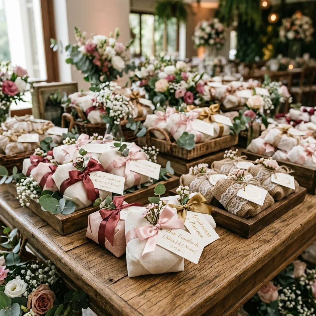 Embalagens personalizadas de bem-casados ViVa Confeitaria